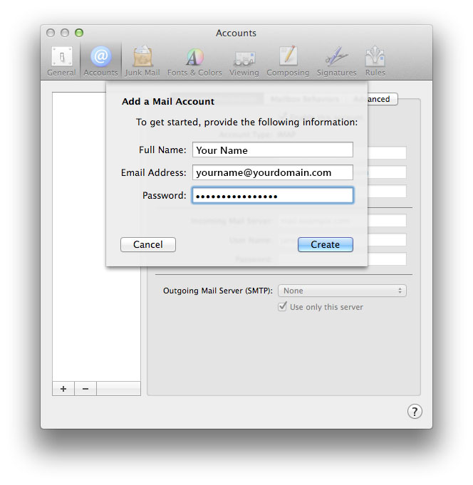 how to create a mac email account